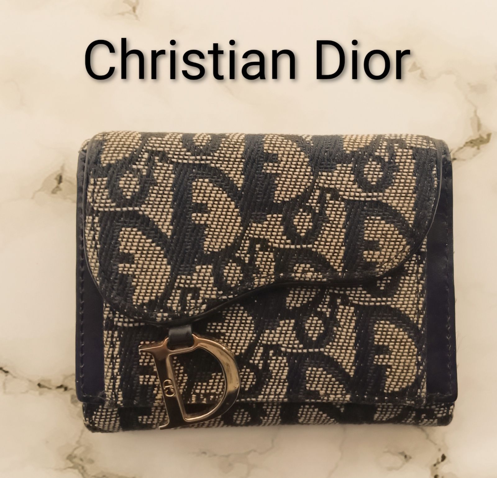 ANA14 クリスチャンディオール サドル コンパクトウォレット 3つ折り財布 ゴールド金具