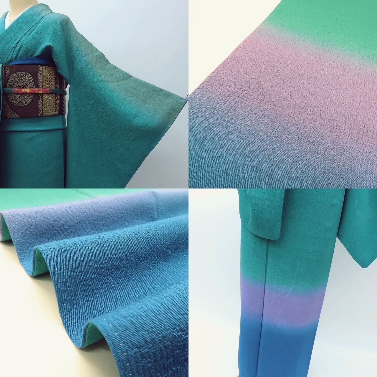 百華❀Y3964◇美品 正絹 縫い一つ紋 手縫い仕立て 訪問着 着物 単品