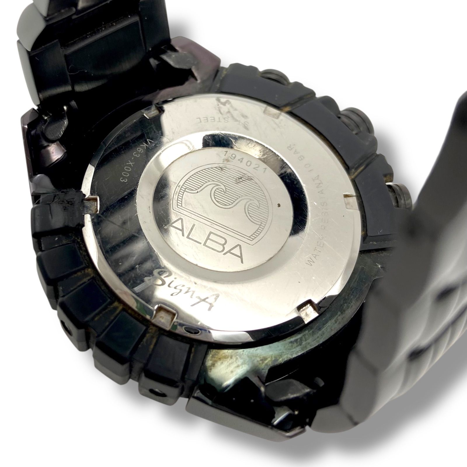 稼働 アルバ 腕時計 クロノグラフ ブラックダイアル ts1
