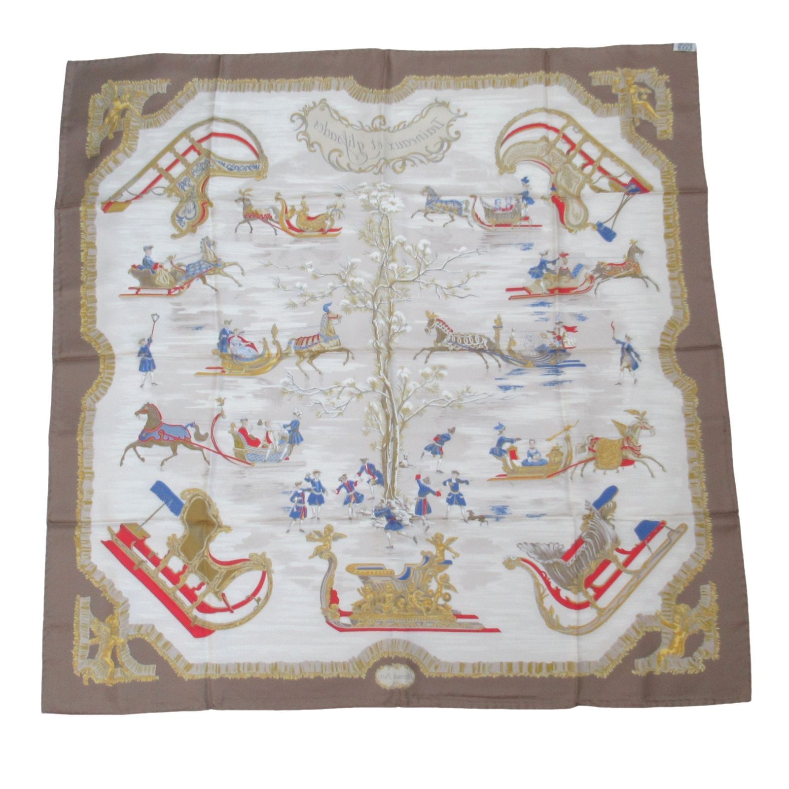 HERMES エルメス カレ90 スカーフTraineaux et glifsades 『ソリと