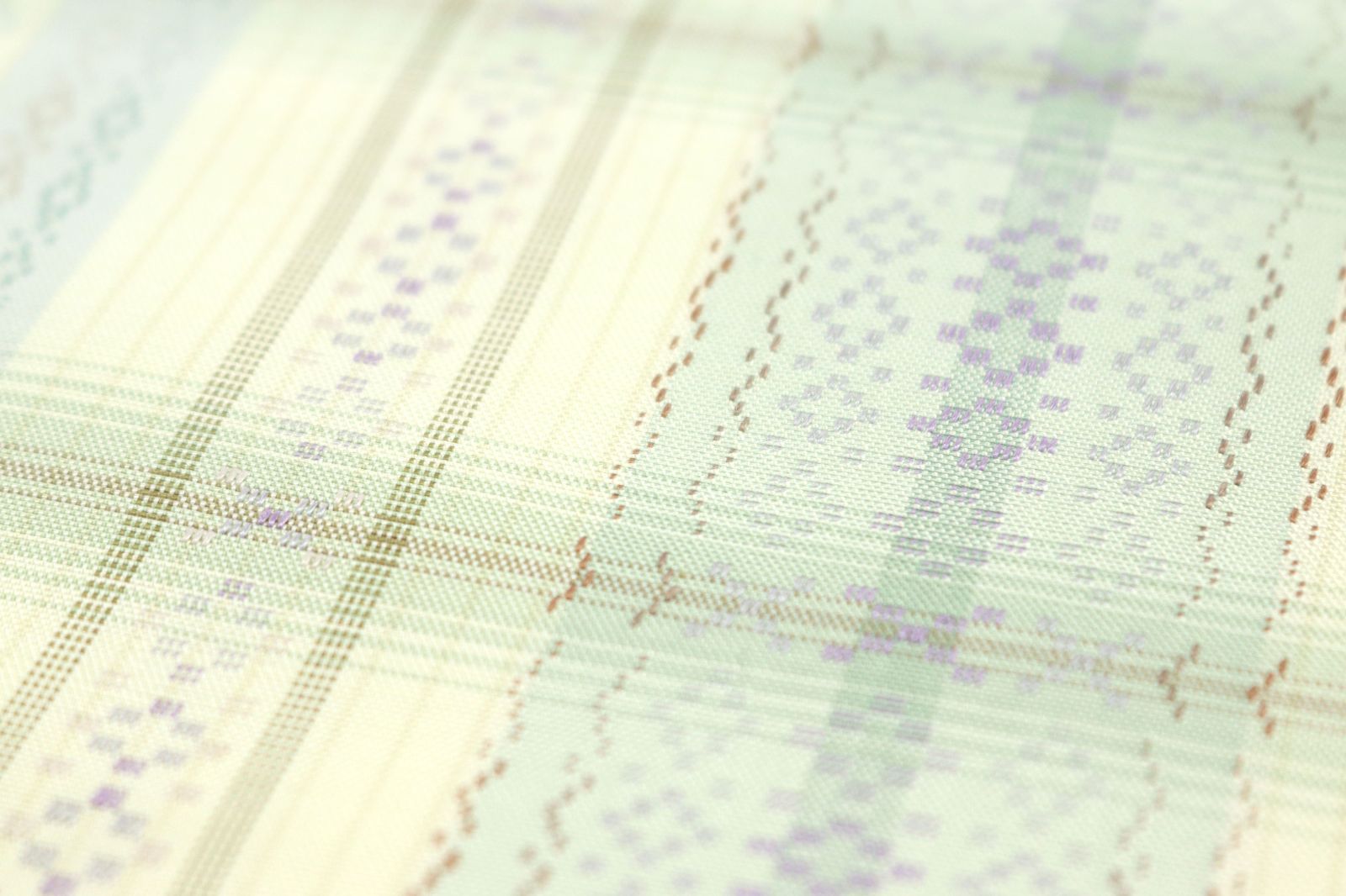 ona4604 琉球 知花花織 手織 九寸 名古屋帯 生成り色 お仕立て付き 2