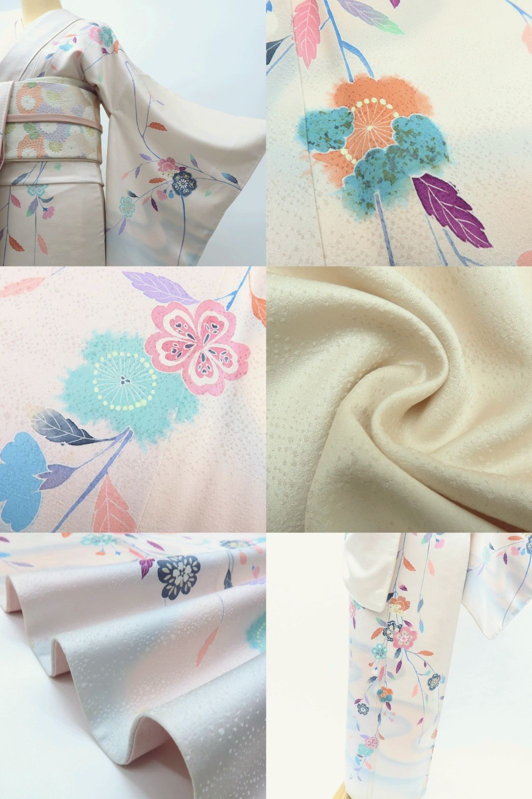 百華❀Y3966◇正絹 縫い一つ紋 手縫い仕立て 桜 訪問着 着物 - メルカリ