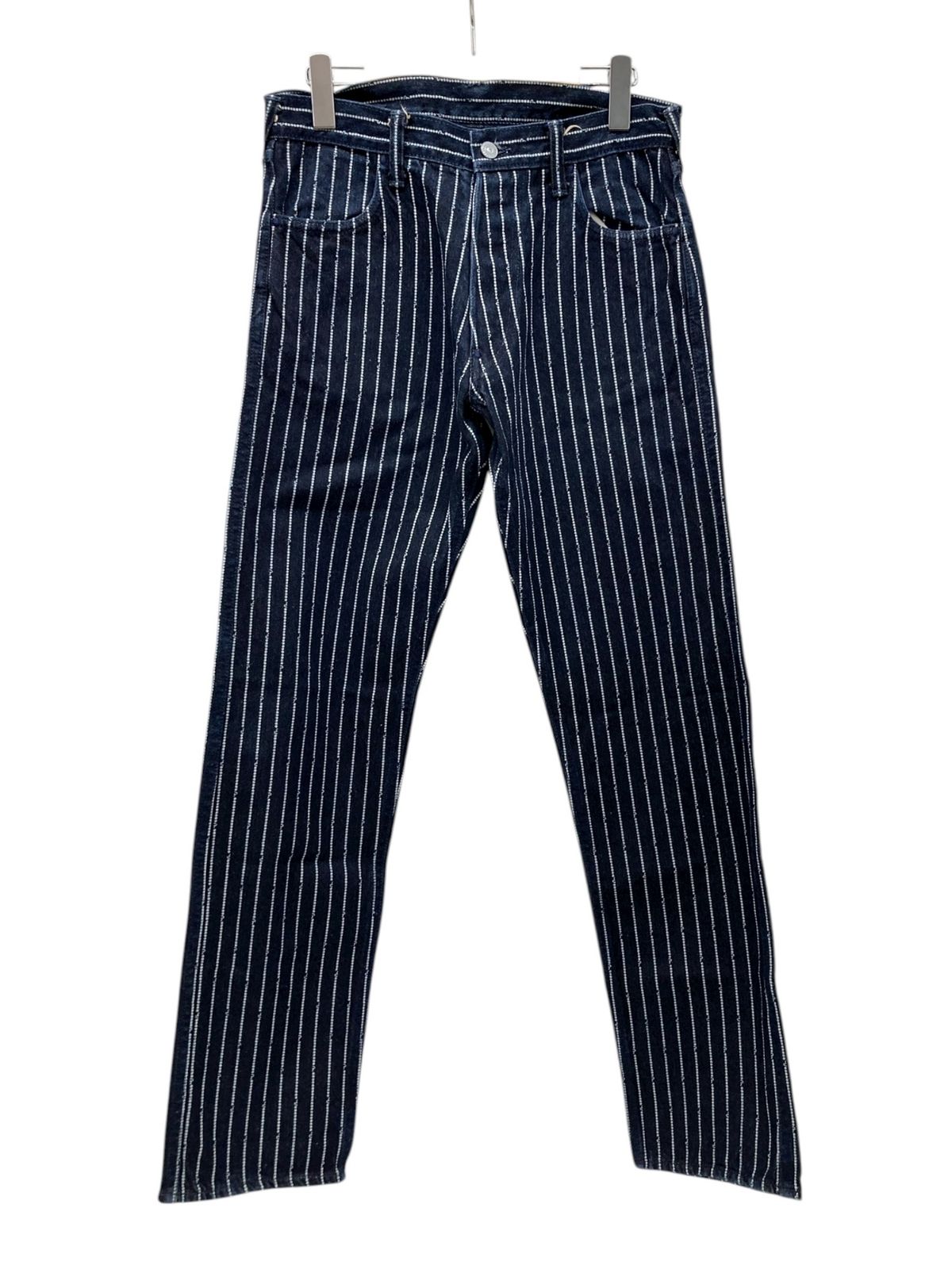 EVISU エヴィス デニムパンツ ストレート チェーンステッチ ボタンフライ ストライプ 32 インディゴ メンズ 028