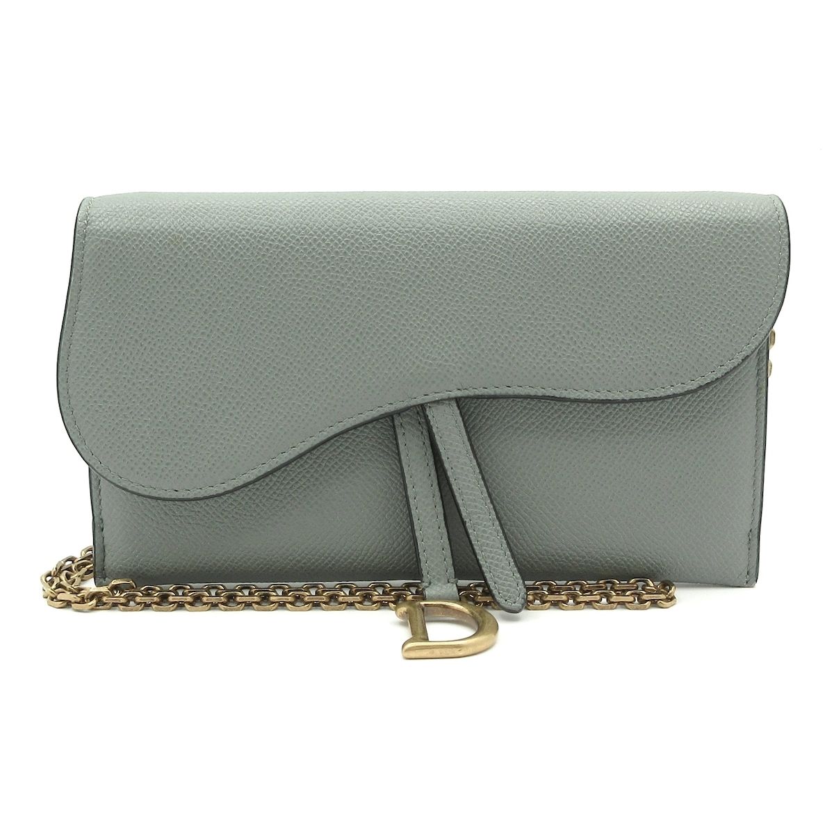 DIOR ChristianDior ディオール クリスチャンディオール 財布 サドル グレー チェーンウォレット レザー