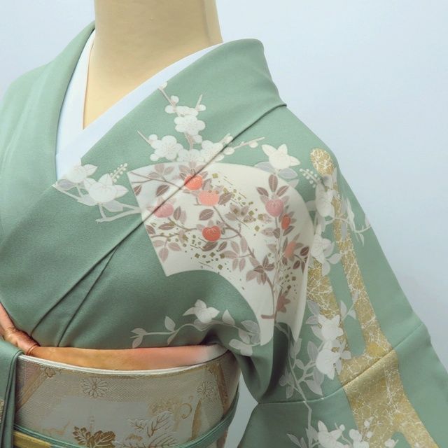 百華❀Y3967◇正絹 金駒刺繍 手縫い仕立て 松竹梅 桜 橘 訪問着 着物