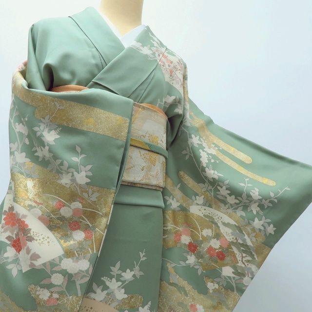 百華❀Y3967◇正絹 金駒刺繍 手縫い仕立て 松竹梅 桜 橘 訪問着 着物
