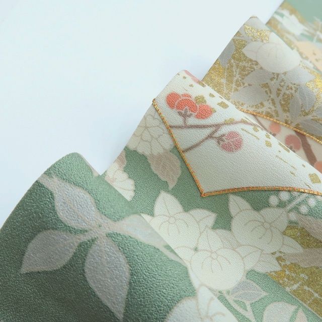 ☆専用☆美品 金駒刺繡 作家物落款 着物“菊や橘、松竹梅”訪問着 L-91 百華❀Y3967◇正絹 金駒刺繍 手縫い仕立て 松竹梅 桜 橘 訪問着 着物