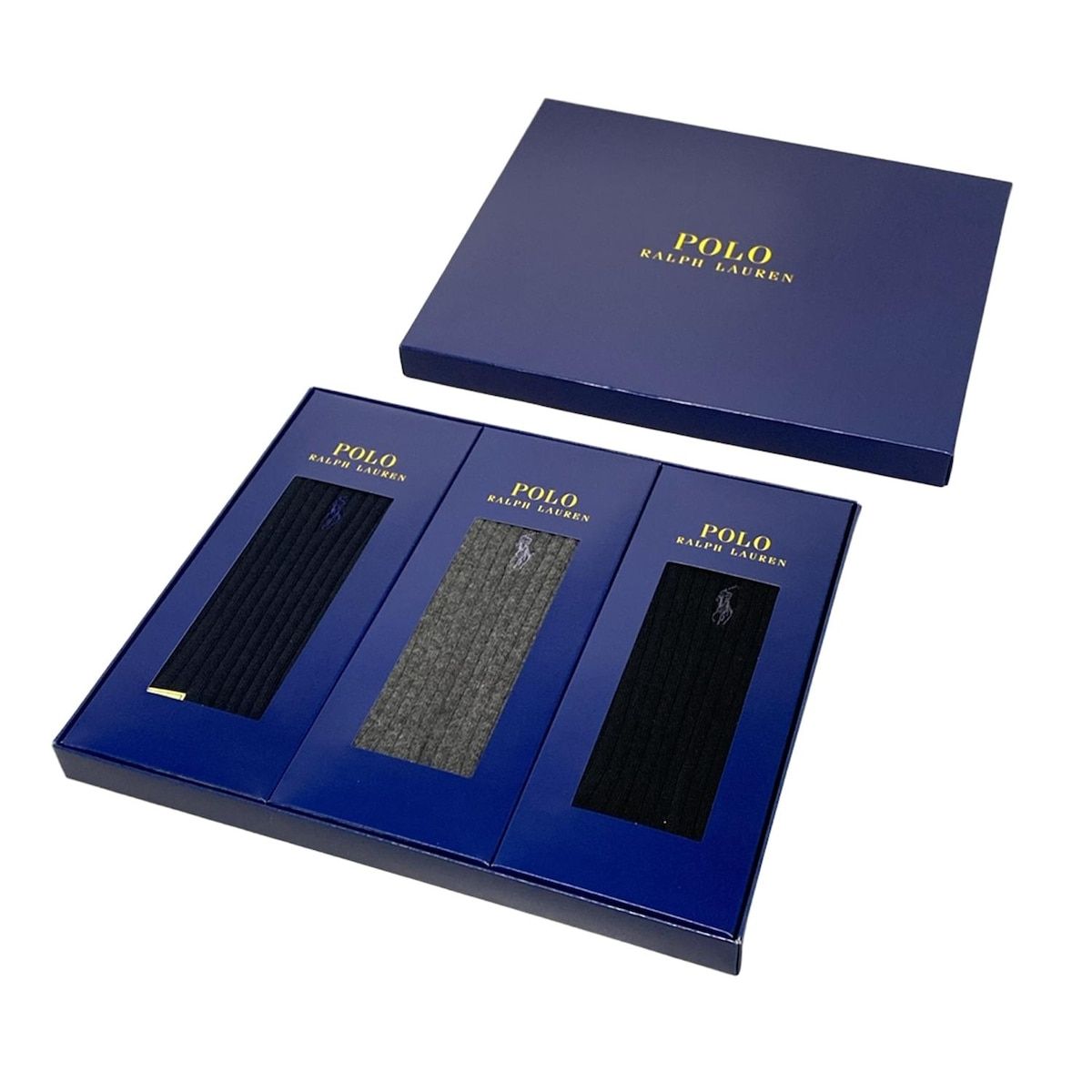  POLObyRalphLauren ポロラルフローレン 小物 25～26 cm - ダークグレー×黒×マルチ 靴下 3点セット コットン その他 小物