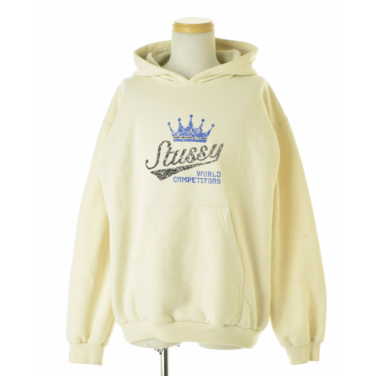 【レアデザイン】STUSSY パーカー　ロゴプリント　紺タグ　90s　M 美品 STUSSY ステューシー 90s 紺タグ バック ロゴ プリント プルオーバー