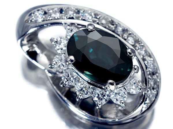 ジュエリー ジュエリーマキ 天然ブルーサファイア1.78 ct＆天然ダイヤモンド0.34 ct Pt 850ヘッド h 7993 kl