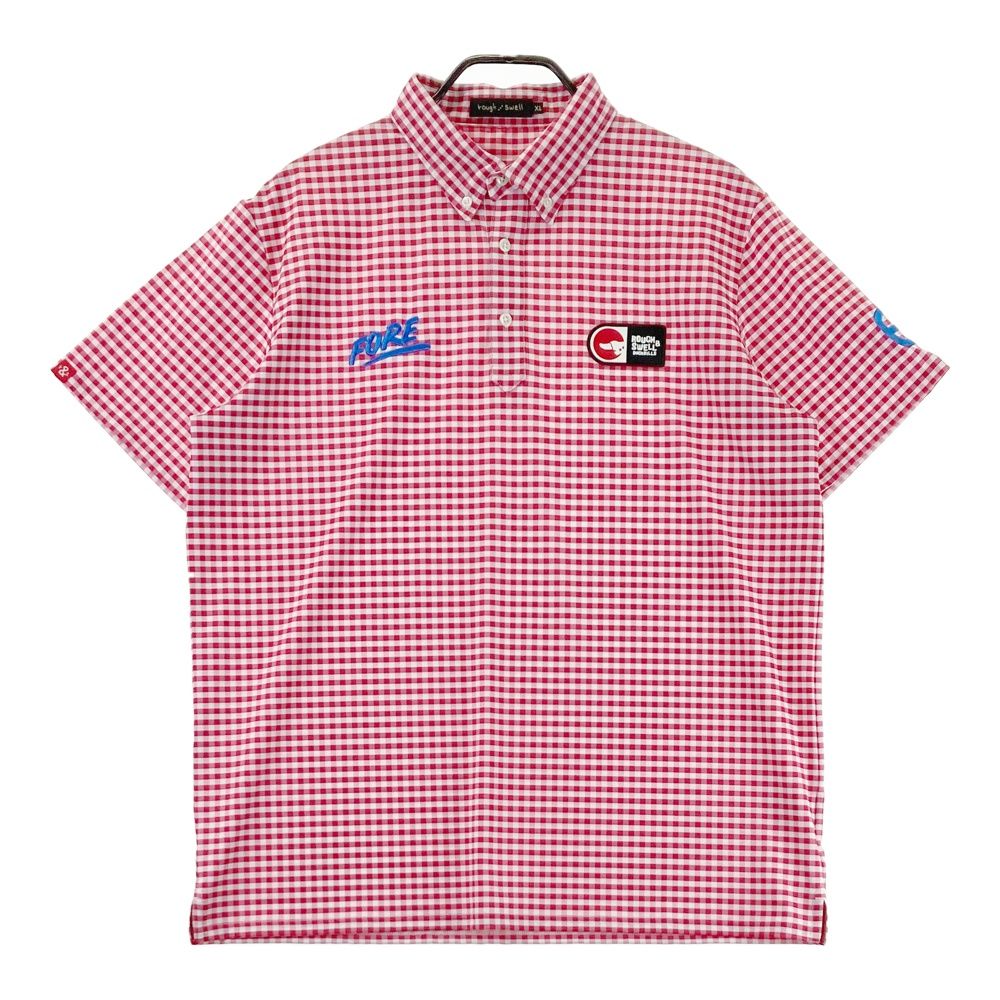 サイズ XL ROUGH-SWELL ラフアンドスウェル 半袖ポロシャツ ボタンダウン チェック柄 ピンク系 240101490287 ゴルフウェア メンズ ストスト