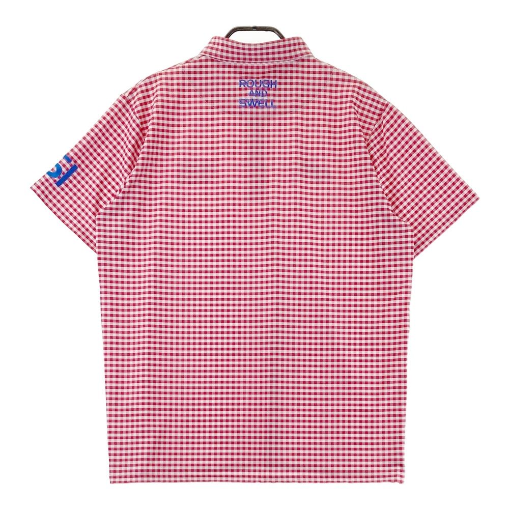 サイズ XL ROUGH-SWELL ラフアンドスウェル 半袖ポロシャツ ボタンダウン チェック柄 ピンク系 ゴルフウェア メンズ ストスト