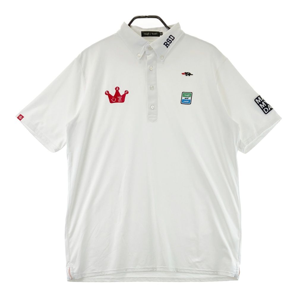サイズ XL ROUGH-SWELL ラフアンドスウェル 半袖ポロシャツ ボタンダウン ホワイト系 240101490305 ゴルフウェア メンズ ストスト
