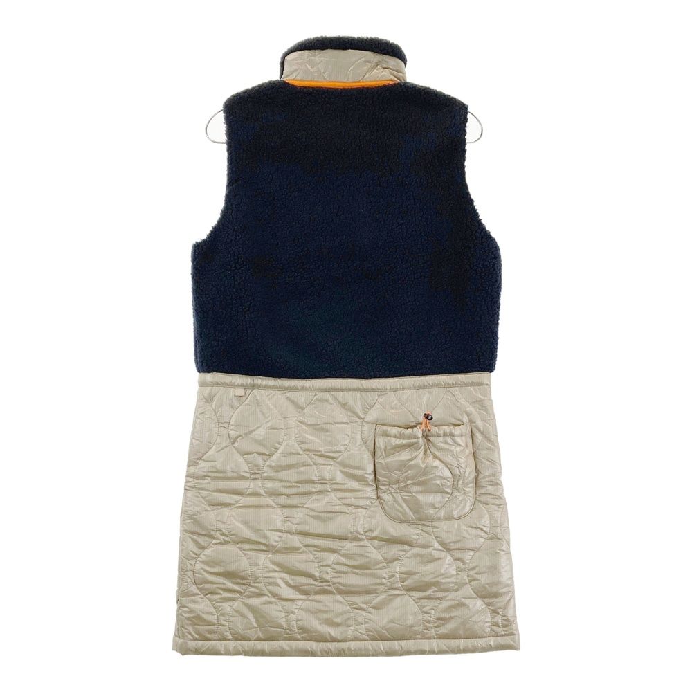 サイズ 40 ROSASEN ロサーセン ボア切替 ノースリーブ中綿ワンピース ネイビー系 ゴルフウェア レディース ストスト