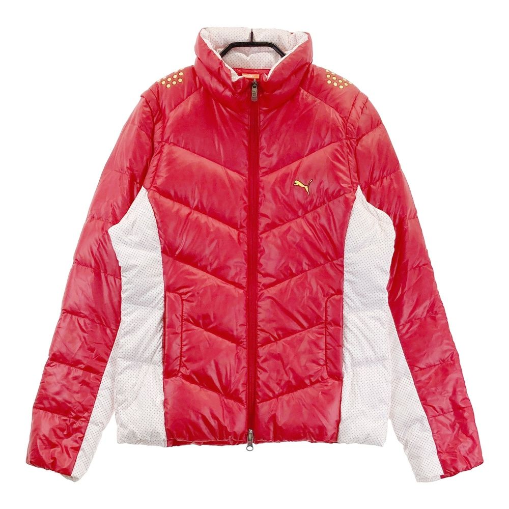 PUMA プーマ 長袖 ダウン ジャケット 150 レッド ゴルフ レディース サイズ：O PUMA GOLF プーマゴルフ 2WAY ダウンジャケット レッド系
