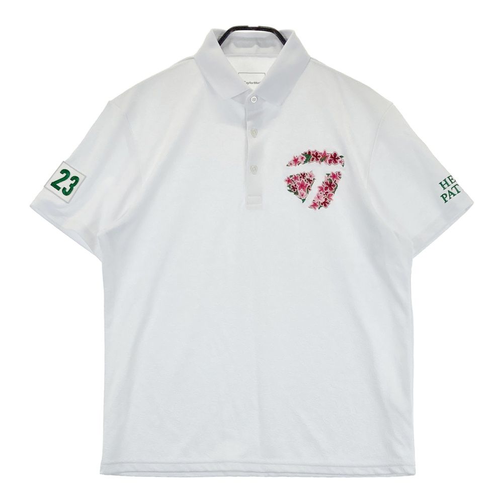 サイズ L TAYLOR MADE テーラーメイド マスターズ 半袖ポロシャツ 花柄 ホワイト系 ゴルフウェア メンズ ストスト