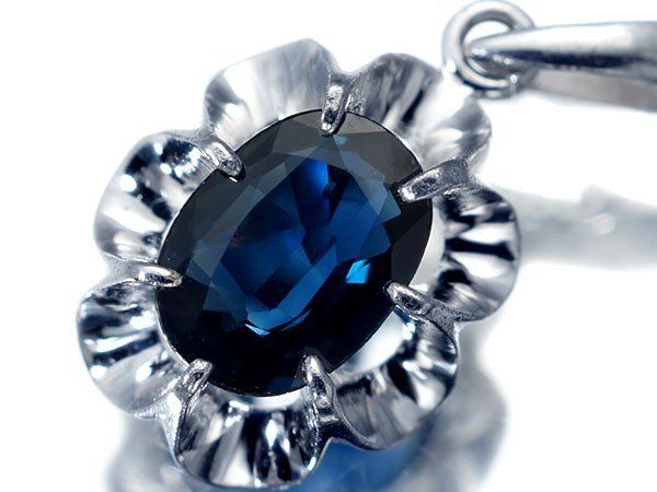 ジュエリー 美しいグリニッシュブルー 天然ブルーサファイア K14WGペンダントヘッド h7992io