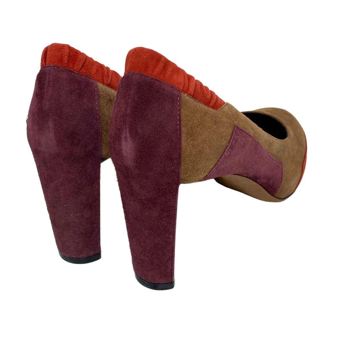  CELINE セリーヌ パンプス 36 レディース - ダークブラウン×レッド×パープル ハイヒール パンプス パンプス