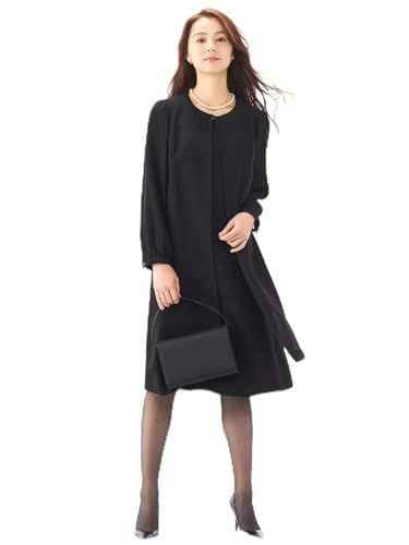 レジーナポルテ 喪服 礼服 ブラックフォーマル レディース ワンピース 洗える ゆったり 大きいサイズ 前開き 重ね着風 net-021 11号