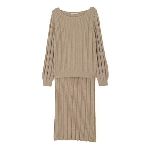 ナチュラルビューティーベーシック ワンピース ラメニットセットアップ レディース ベージュ 日本 M 日本サイズM相当