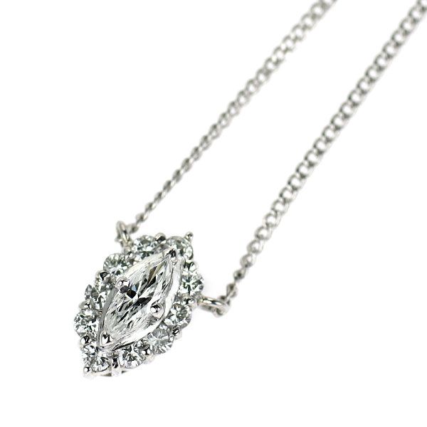 Pt900 Pt850 マーキス ダイヤモンド ペンダントネックレス 0.19ct D0.12ct WWW_SMP1DAWEKUDUS_SCH_ID