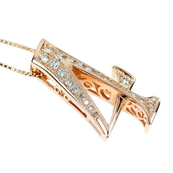 ゆきざき K 18 PG ダイヤモンド ペンダントネックレス 0.44 ct ノンブル ナンバー 4