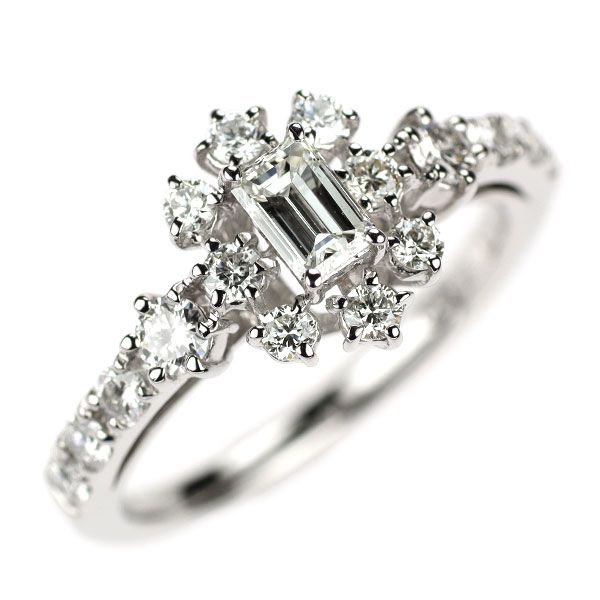 Pt900 エメラルドカット ダイヤモンド リング 0.314ct D0.57ct - メルカリ