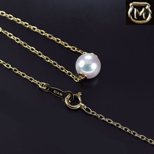 ミキモト K 18 YG アコヤ真珠 ペンダントネックレス 径約7.1 mm