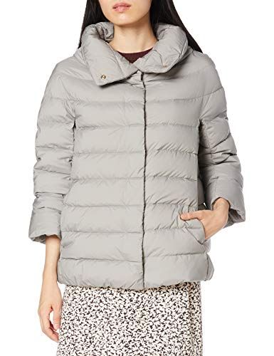 ヘルノ 超軽量ナイロン ツヤ無し ダウン入り 8分袖 スタンド ブルゾン MAINライン PI 0506 D 9410 L.GREY レディース ライトグレー EU 44 日本サイズ11 号相当