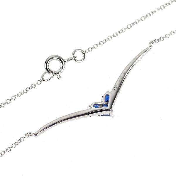 K 18 WG サファイア ダイヤモンド ペンダントネックレス 0.41 ct D 0.21 ミステリーセッティング
