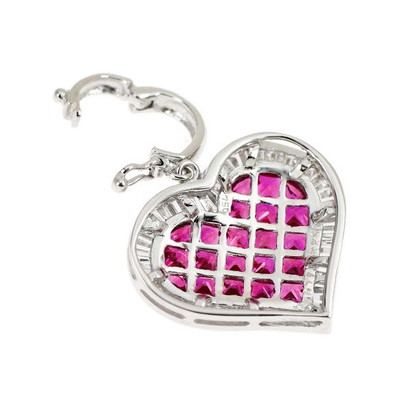 K 18 WG ルビー ダイヤモンド ペンダントトップ 2.36 ct D 0.71 ハート