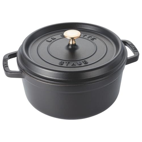 staub ストウブ ピコ ココット ラウンド ブラック 24cm 大きい 両手 鋳物 ホーロー 鍋 IH対応 シリアルナンバー付き日本正規販売品 La Cocotte Round 40500-241