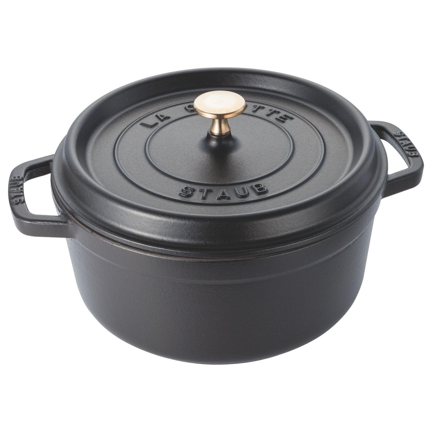 staub ストウブ ピコ ココット ラウンド ブラック 24 cm 大きい 両手 鋳物 ホーロー 鍋 IH対応 シリアルナンバー付き日本 品 La Cocotte Round 40500-241