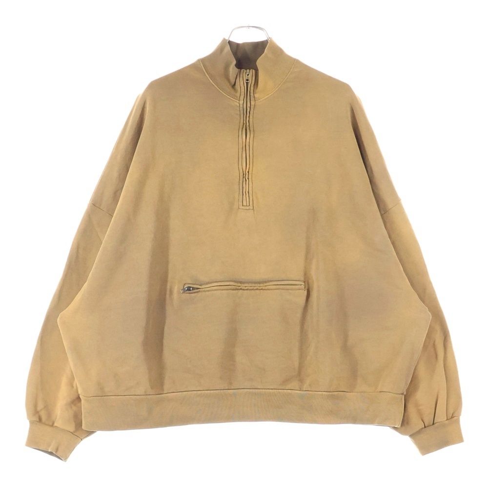 WILLY CHAVARRIA ウィリーチャバリア 色褪せ加工 ジップポケット ハーフジップ スウェット トレーナー ベージュ