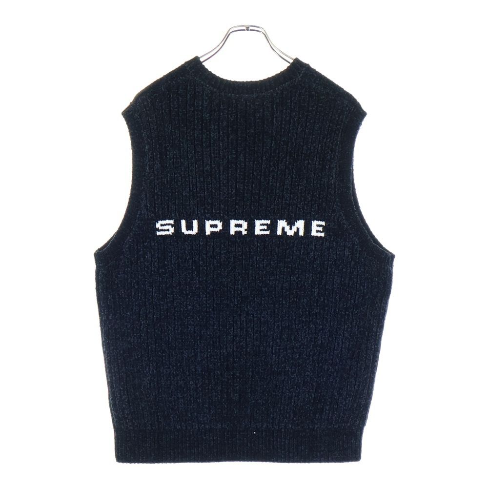 SUPREME シュプリーム 24AW Chenille Sweater Vest バックロゴ シェニール セーター ベスト ブラック