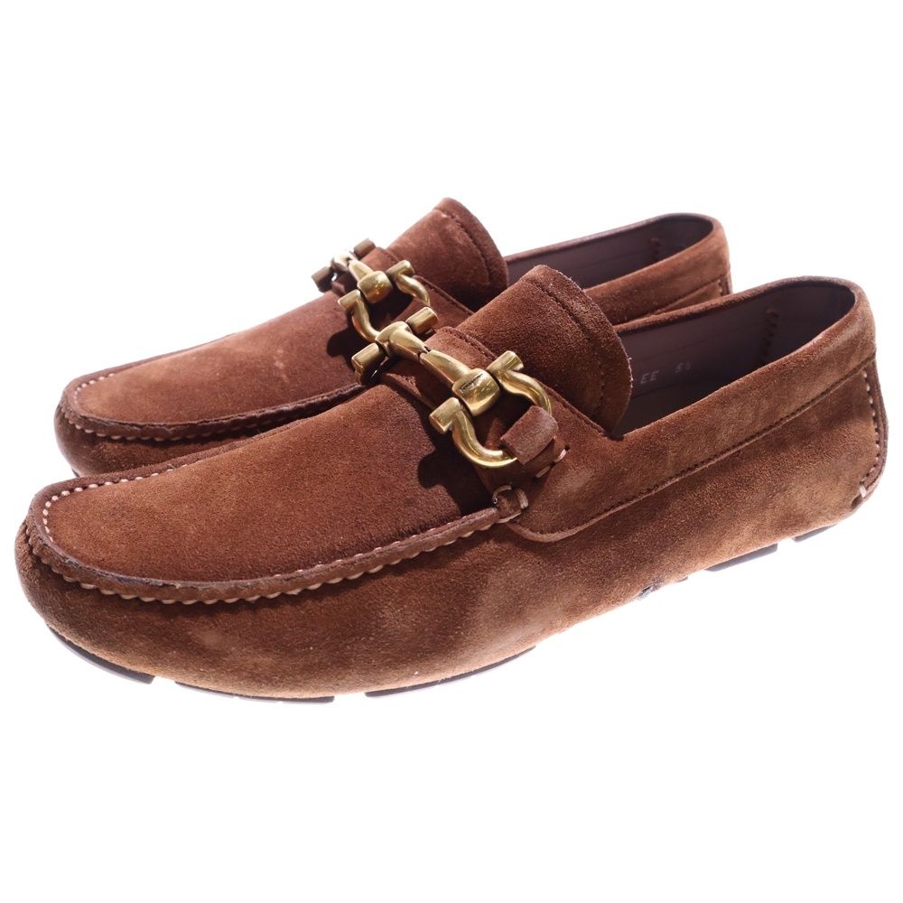 Salvatore Ferragamo サルヴァトーレ フェラガモ ホースビット スウェードレザーローファー スリッポン レディース ブラウン ZM 39915