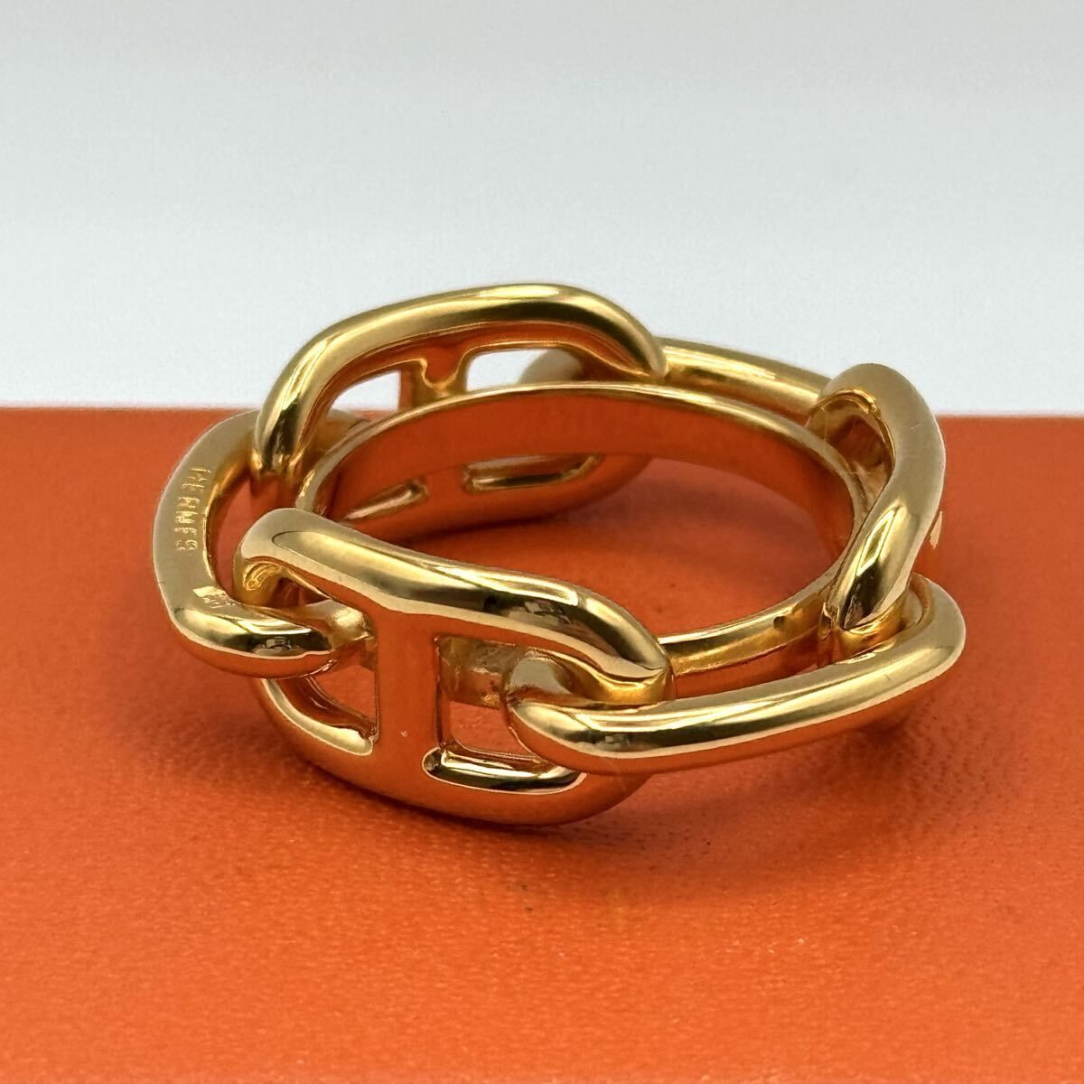 HERMES シェーヌダンクル レガート ゴールド スカーフリング 102911