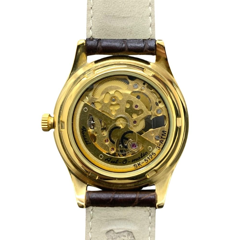 FOSSIL フォッシル 腕時計 SK 5125 ゴールド スケルトン 自動巻き レザーベルト ヴィンテージ メンズ