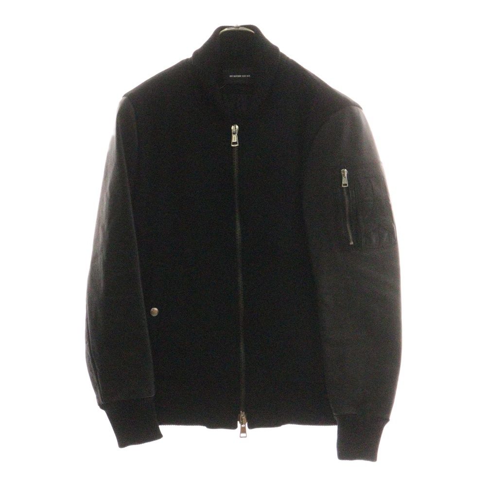 DIET BUTCHER SLIM SKIN ダイエットブッチャー スリムスキン アームレザー切り替え ウールレザージャケット ブラック