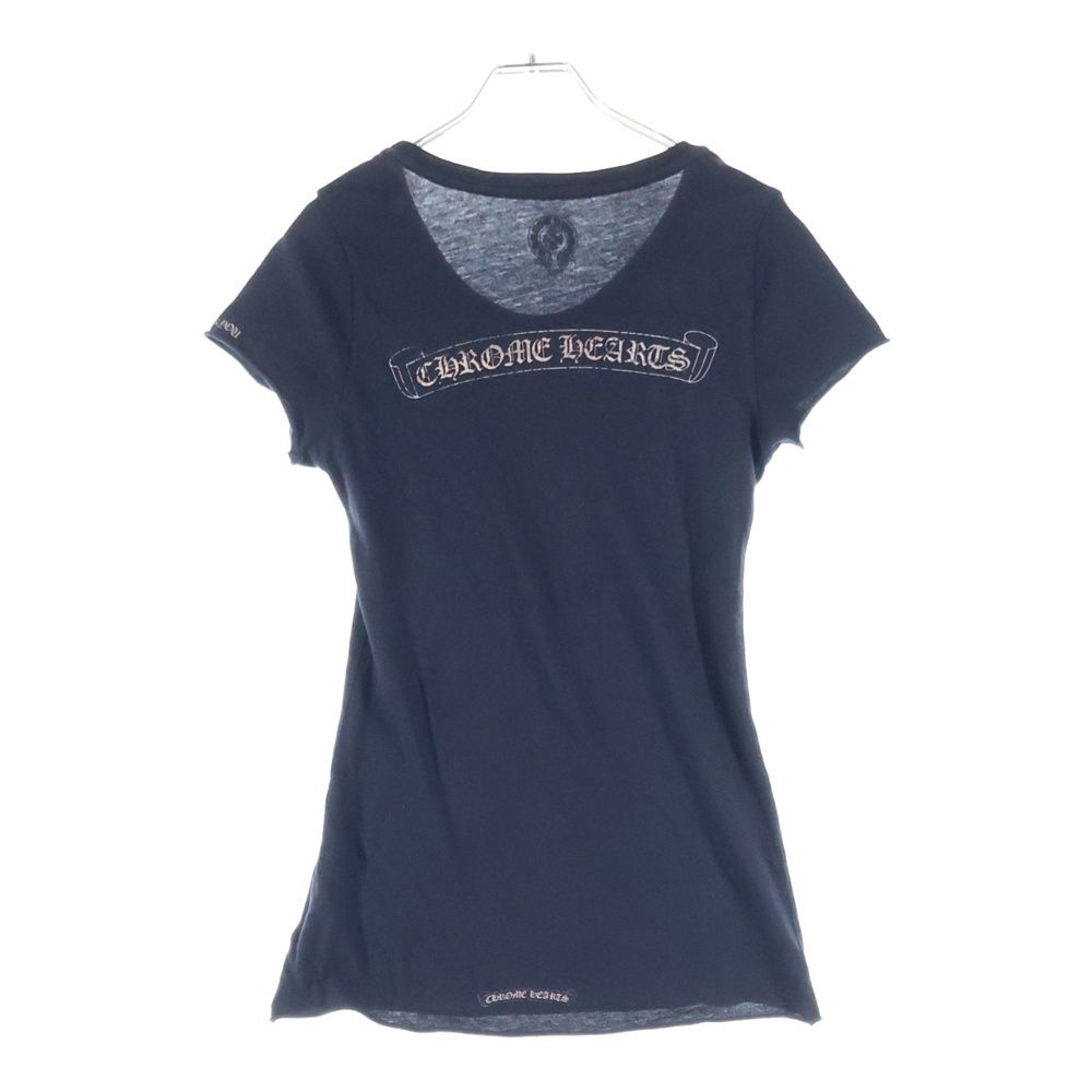 CHROME HEARTS クロムハーツ バックスクロールラベルプリントTシャツ 半袖カットソー ブラック レディース