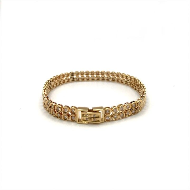 良品 K18 2連 テニス ブレスレット アクセサリー D200ct ダイヤモンド