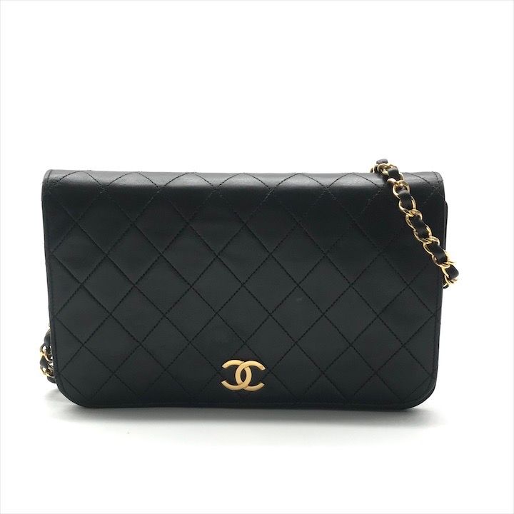 CHANEL シャネル ココマーク マトラッセ ラムスキン プッシュロック チェーン ショルダー バッグ ブラック 鞄 BAG k6744