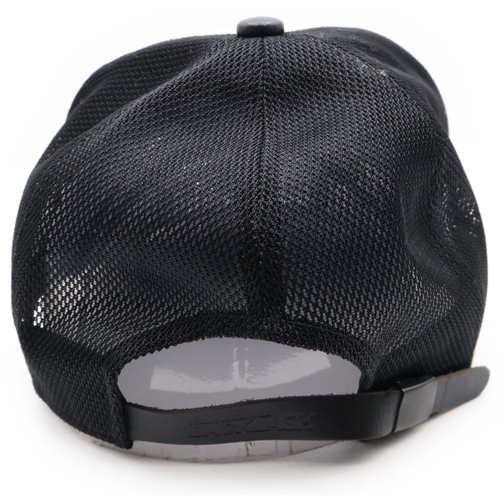 ISAMU KATAYAMA BACKLASH イサムカタヤマバックラッシュ ステアレザー メッシュトラッカーキャップ 帽子 ブラック ホワイト 709-01