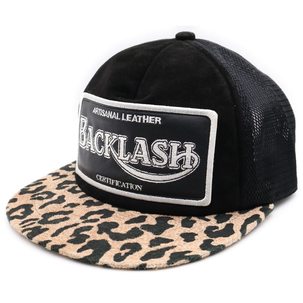 ISAMU KATAYAMA BACKLASH イサムカタヤマバックラッシュ 23SS KANGAROO SUEDE CAP レオパード柄 カンガルースウェード メッシュトラッカーキャップ ブラック ブラウン 869-02
