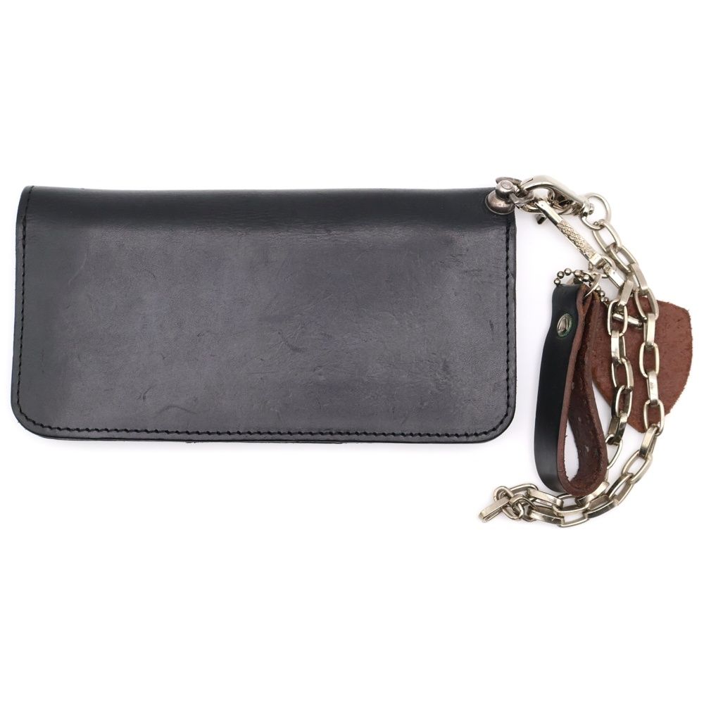 HTC エイチティーシー チェーン付き スタッズ レザーロングウォレット 長財布 ブラック