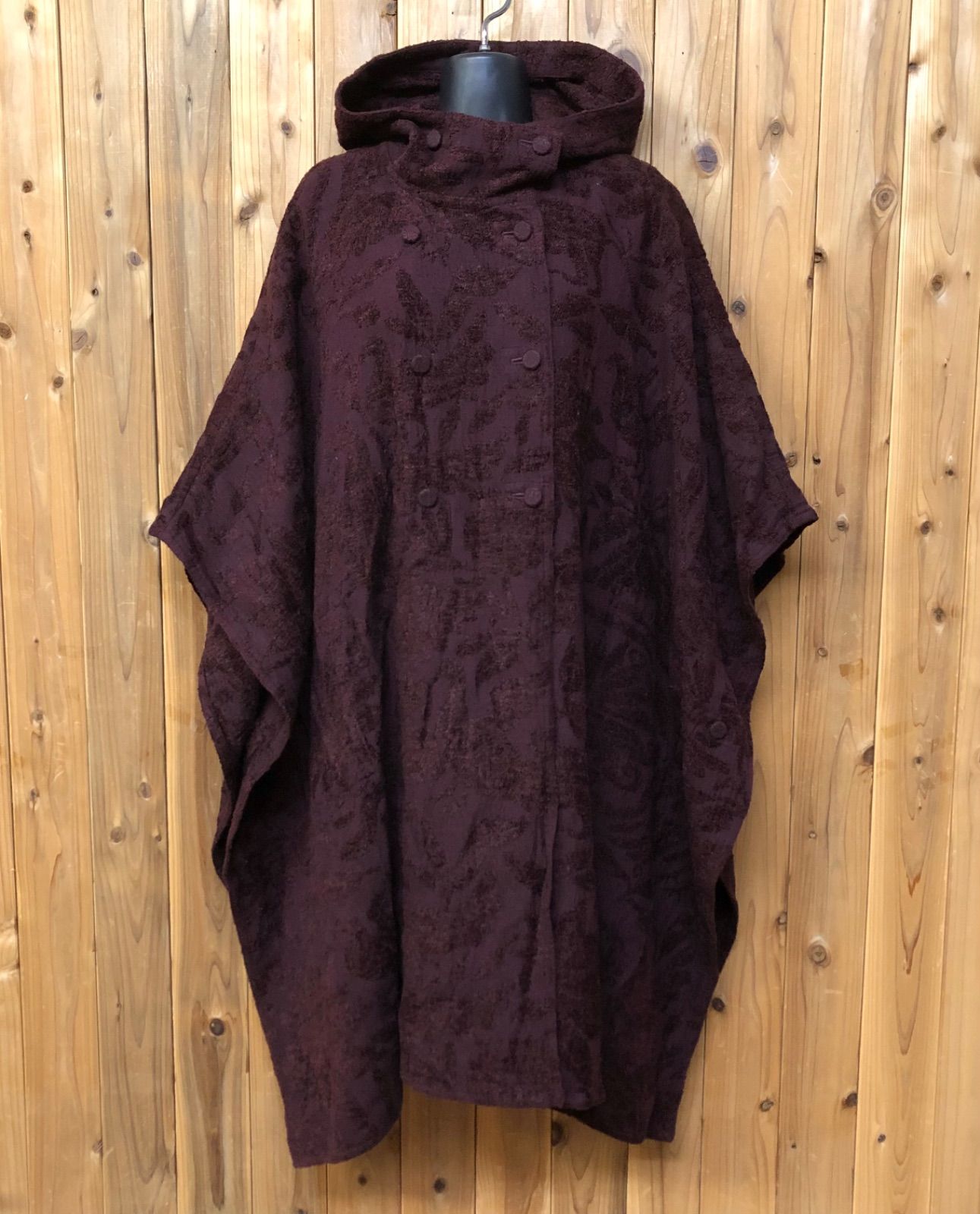 TOKUKO 1er VOL トクコ プルミエヴォル サイズ9号 ポンチョコート ケープコート ロング丈 総柄 フードあり