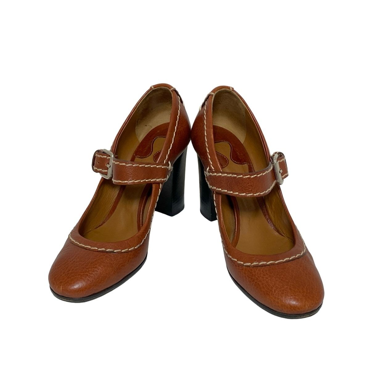 Chloe クロエ パンプス 37 レディース - ブラウン アウトソール張替済 レザー