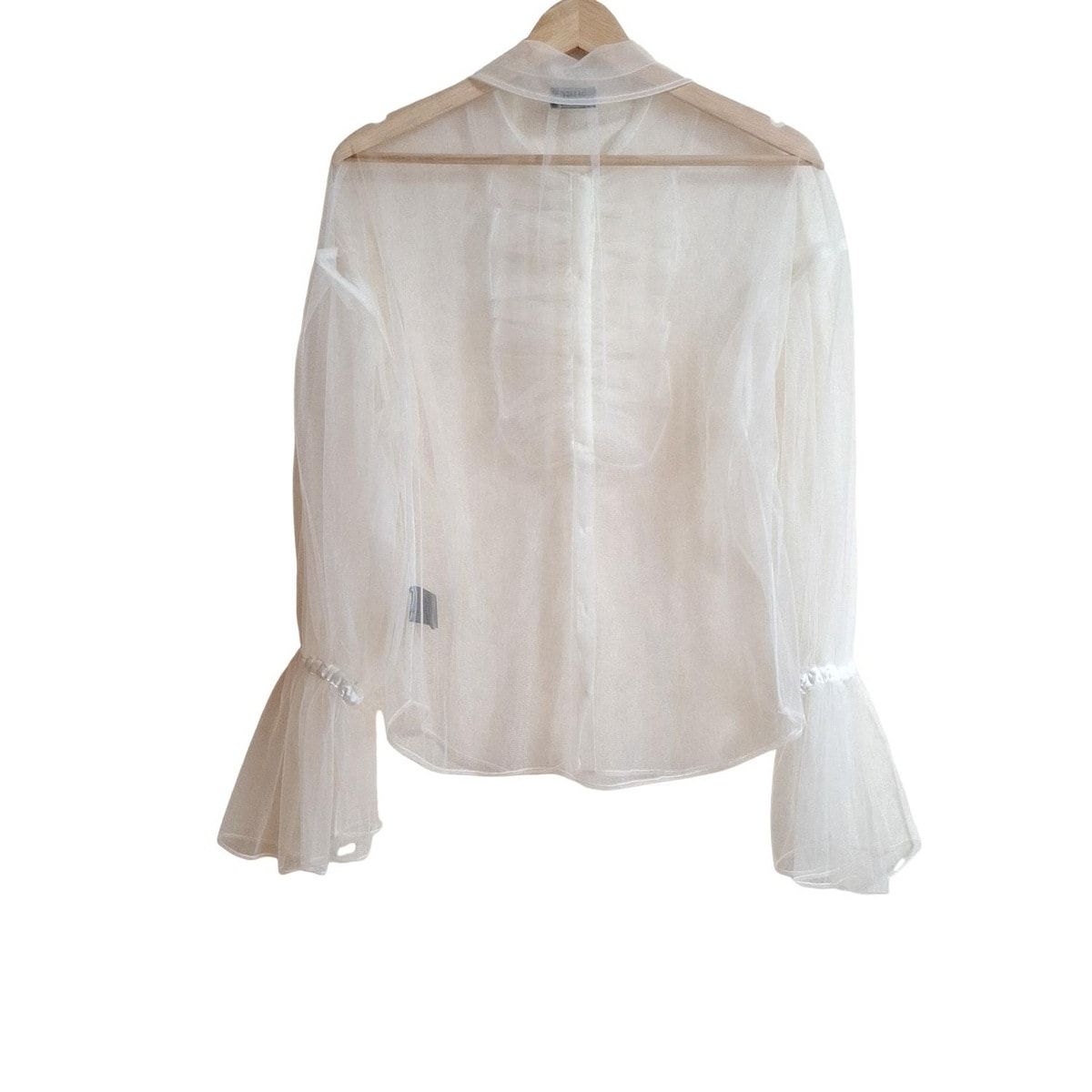 PAMEO POSE パメオポーズ 長袖シャツブラウス サイズF レディース - アイボリー フリル シースルー チュール