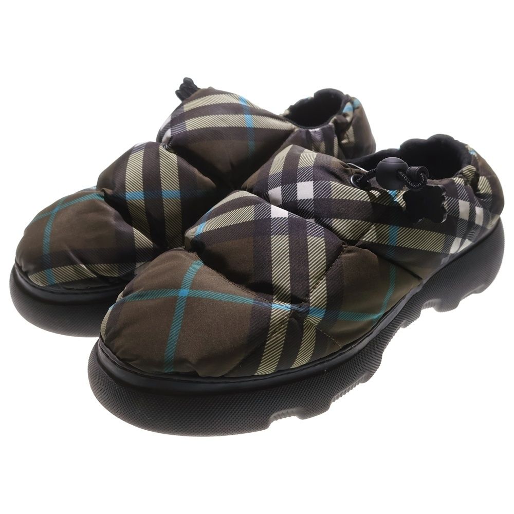 BURBERRY バーバリー Pillow チェック柄 ナイロン ピローミュール シューズ カーキ