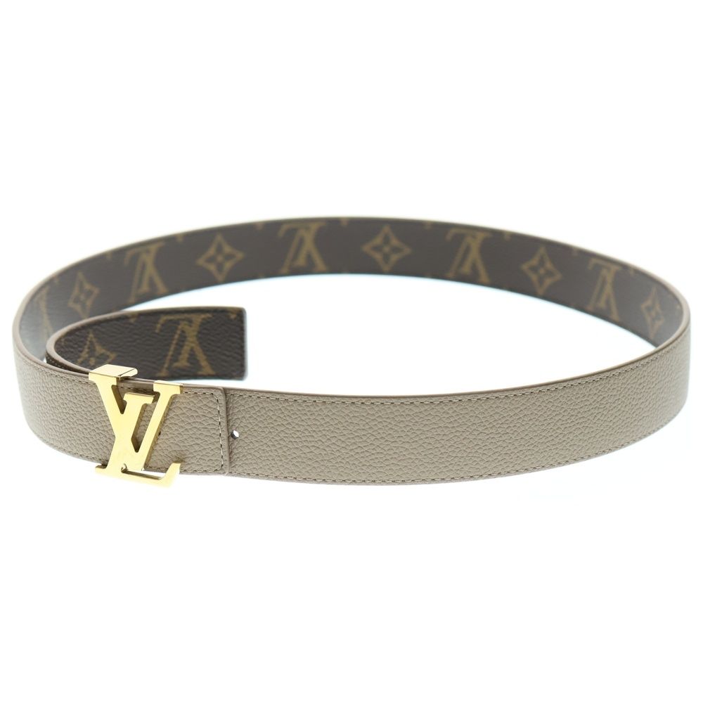 LOUIS VUITTON ルイヴィトン ベルト LVロゴバックル イニシャル 30MM リバーシブル モノグラム レザー ベルト ゴールド金具 ベージュ ブラウン M0696V